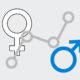 Male and female symbols with graph line