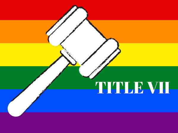 Title VII, rainbow flag and gavel