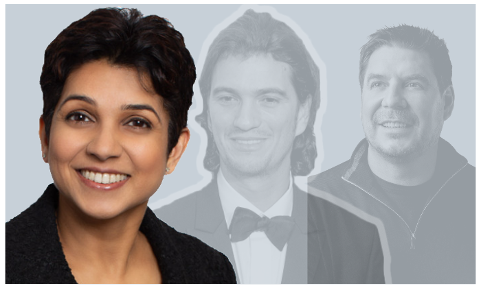 WeWork's first female board member, Kirthiga Reddy; former CEO Adam Neumann; current chair, Marcelo Claure