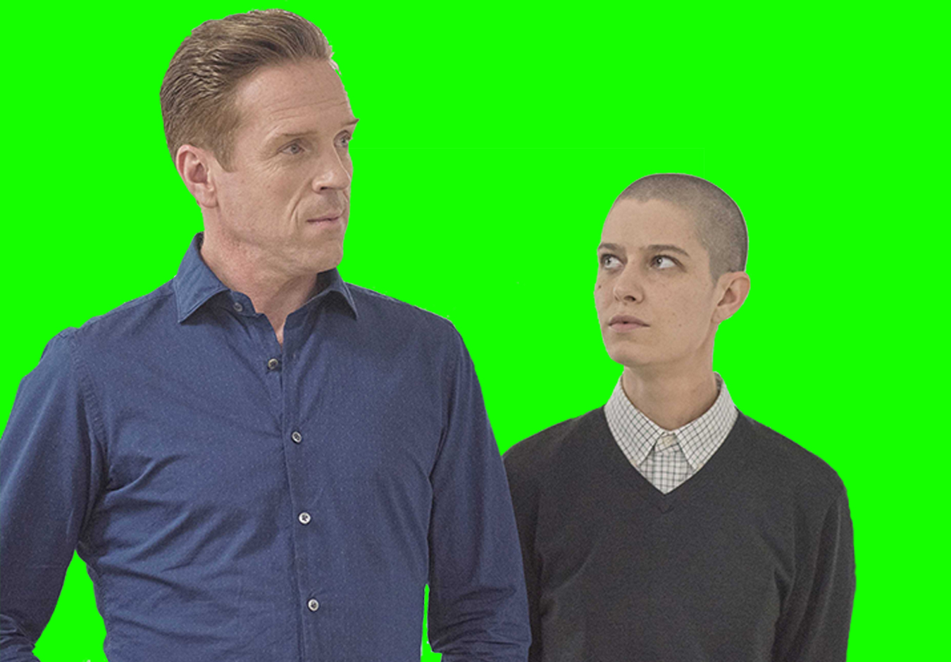 Bobby "Axe" Axelrod (Damian Lewis) and Taylor Mason (Asia Kate Dillon) of Showtime's "Billions."