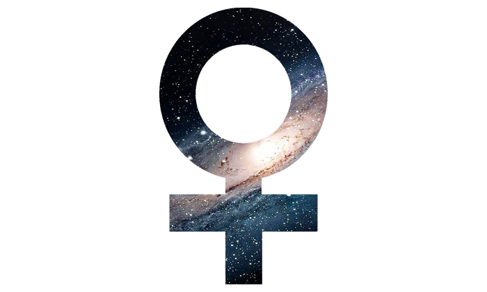 Female symbol with universe pattern